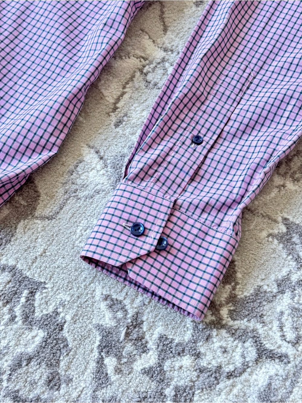 Eton Men's Purple Square Check Button Up Dress Shirt - Easy Iron - Size 39/M - Picture 6 of 7